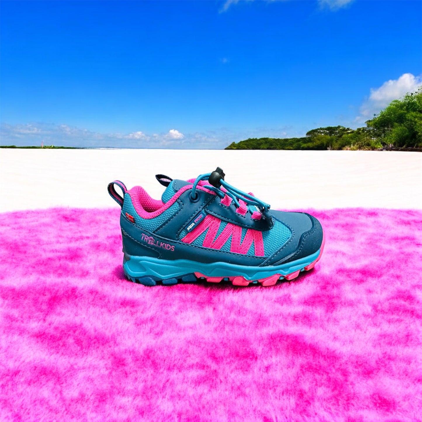 Trollkids Tronfjell Hiker Low Kinder Sneaker in Dark Turquoise/ Light Magenta Herstellernummer : 475123029 ( Letzte Stück )